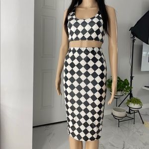 Checkered top and skirt set